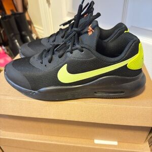 Nike Black Trainers with Neon Yellow Swoosh